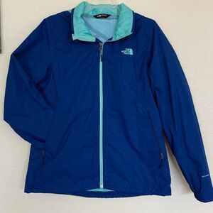 The North Face Dryvent Aqua and Light Blue Hooded Rain Jacket